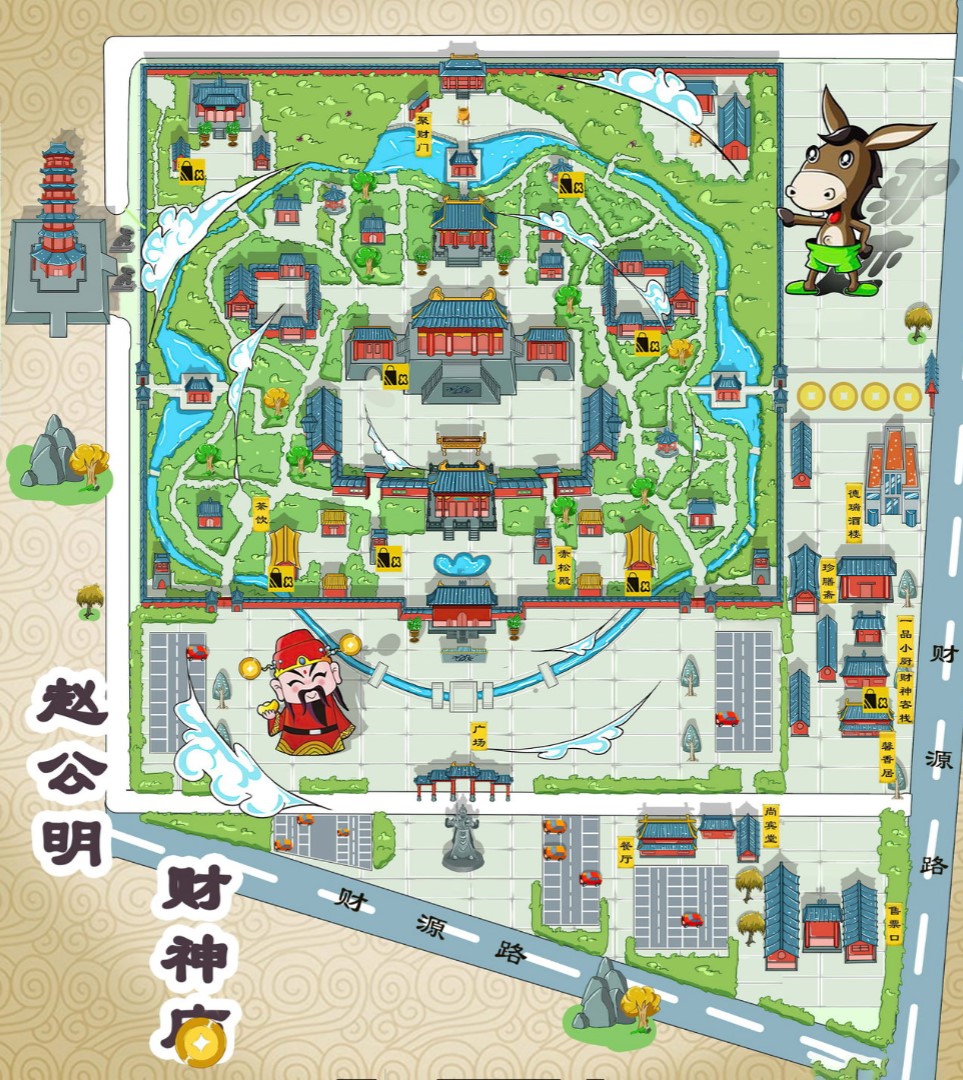 北大镇寺庙类手绘地图